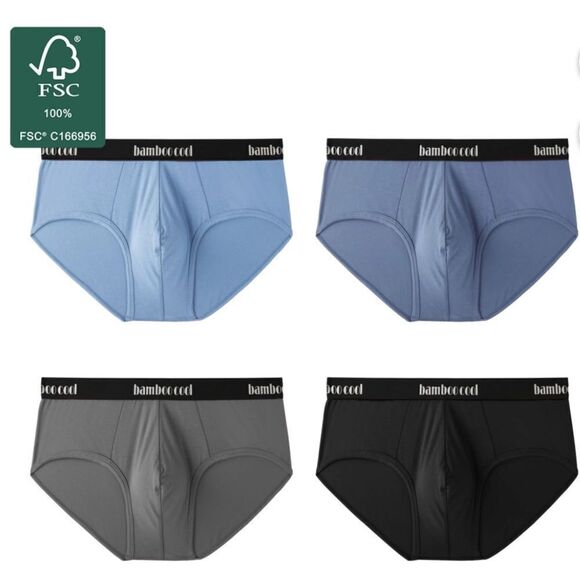 Bamboo Men's Briefs Lightweight Soft Underwear Cooling Briefs 4 Pack - Picture 1 of 9
